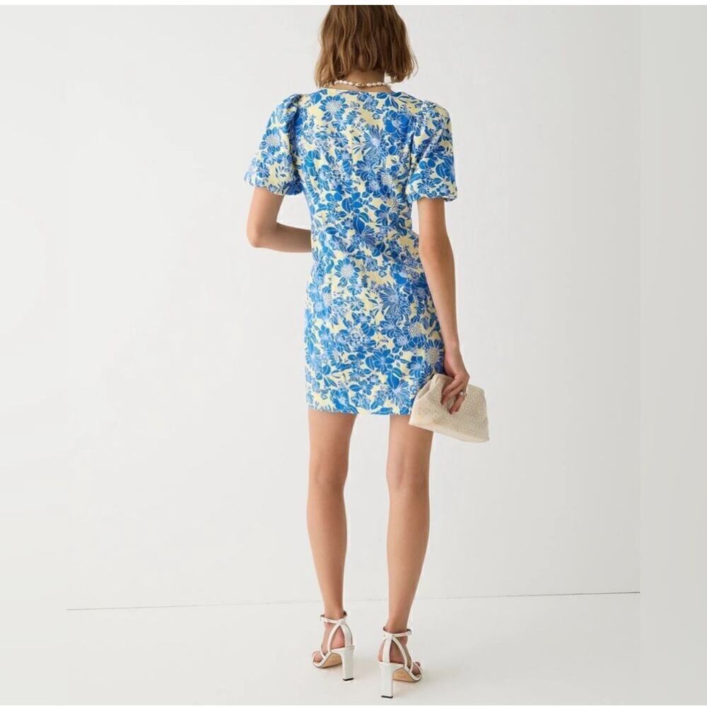 NWT J. Crew blue floral Twill Puff-Sleeve Mini Dress women’s size 18 - Picture 9 of 9